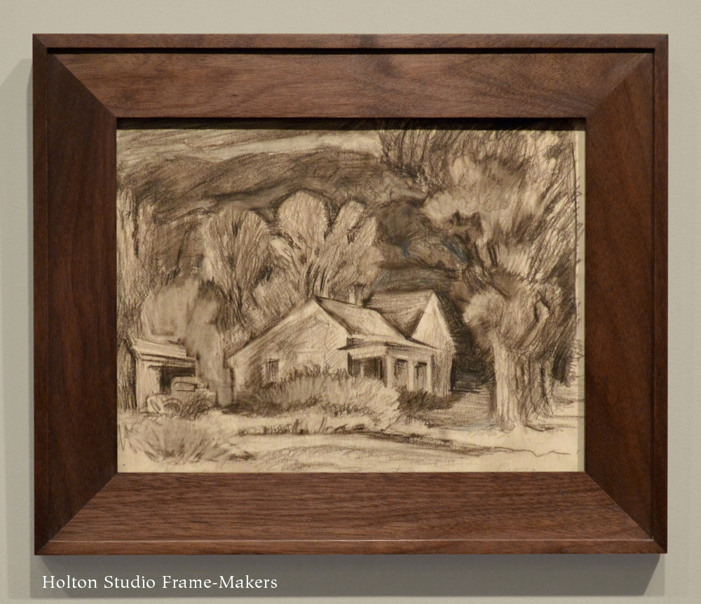 No. 10 on anonymous drawing, 9" x 12", early twentieth century. Frame at 2" wide, in walnut (Nut Brown stain)