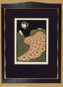 Laura Wilder, “Woman on Couch.” Block print.