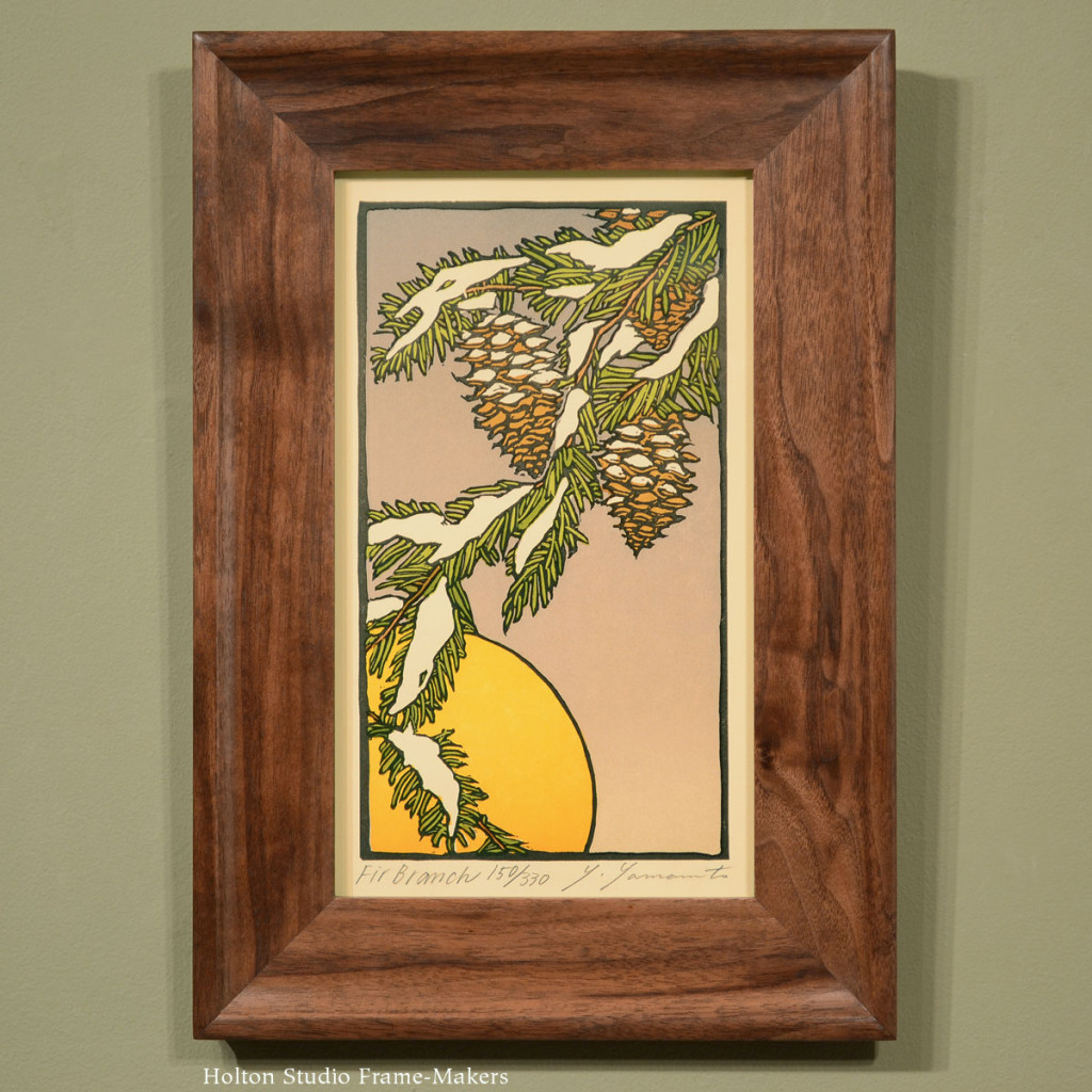 Framed Yamamoto print, "Fir Branch"