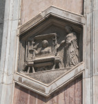 The bas relief representing weaving