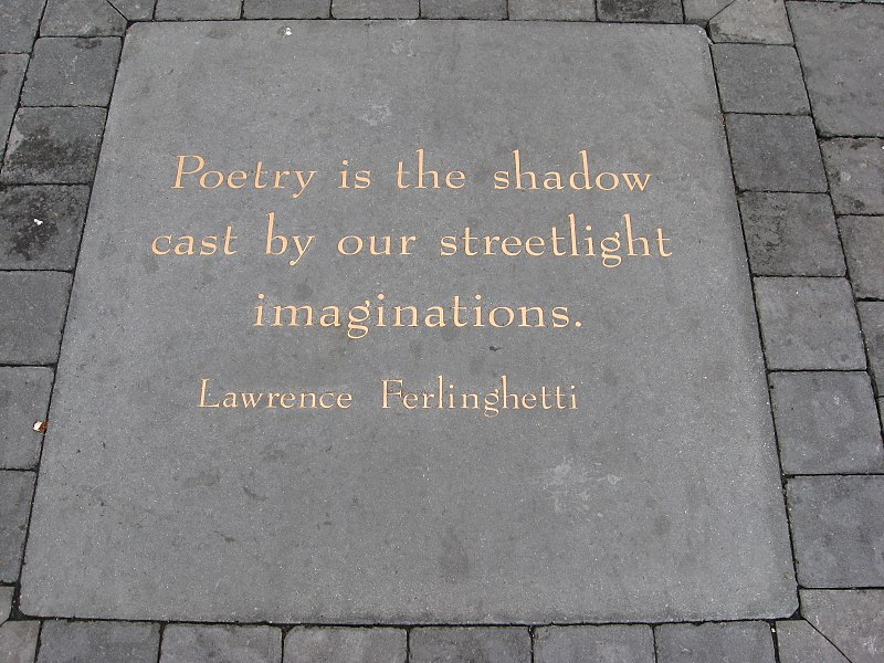 Engraved stone, Ferlinghetti poem