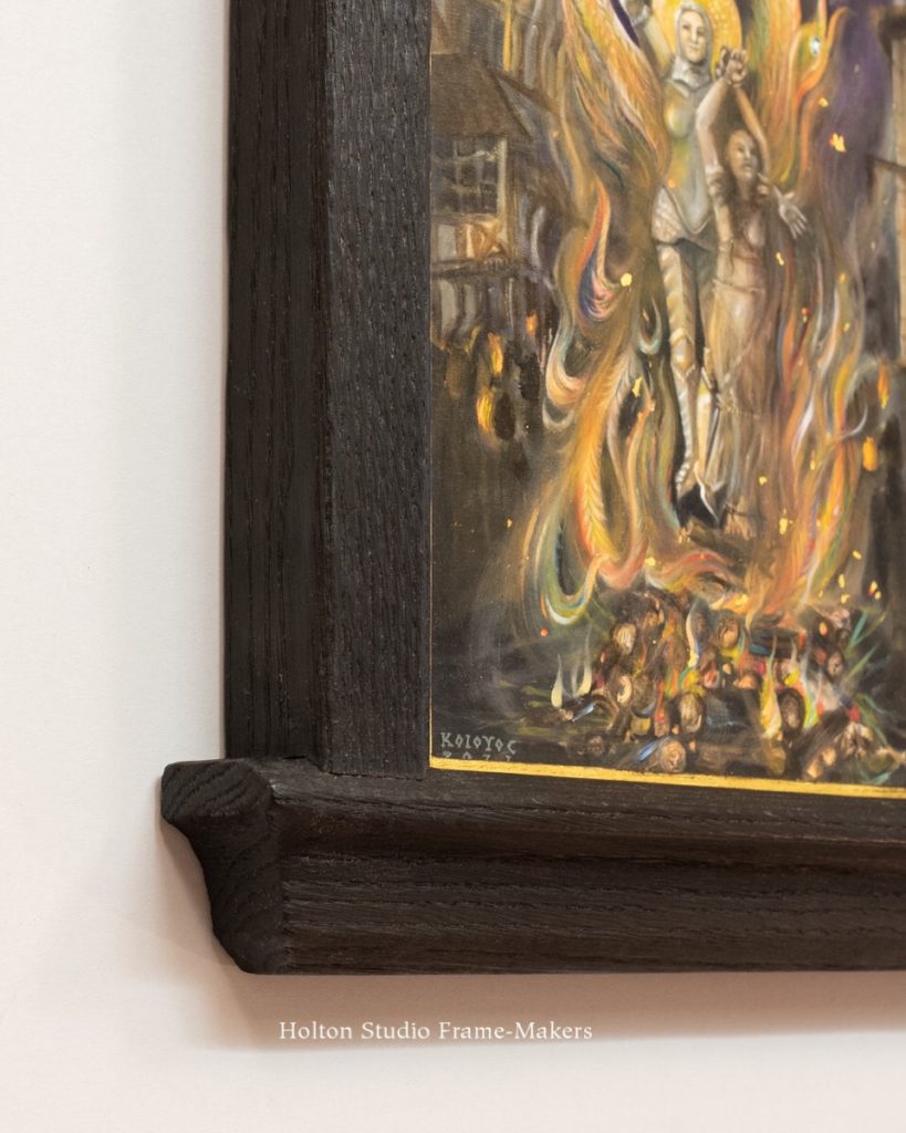 Karima Cammell painting, "Fire with Fire", frame detail