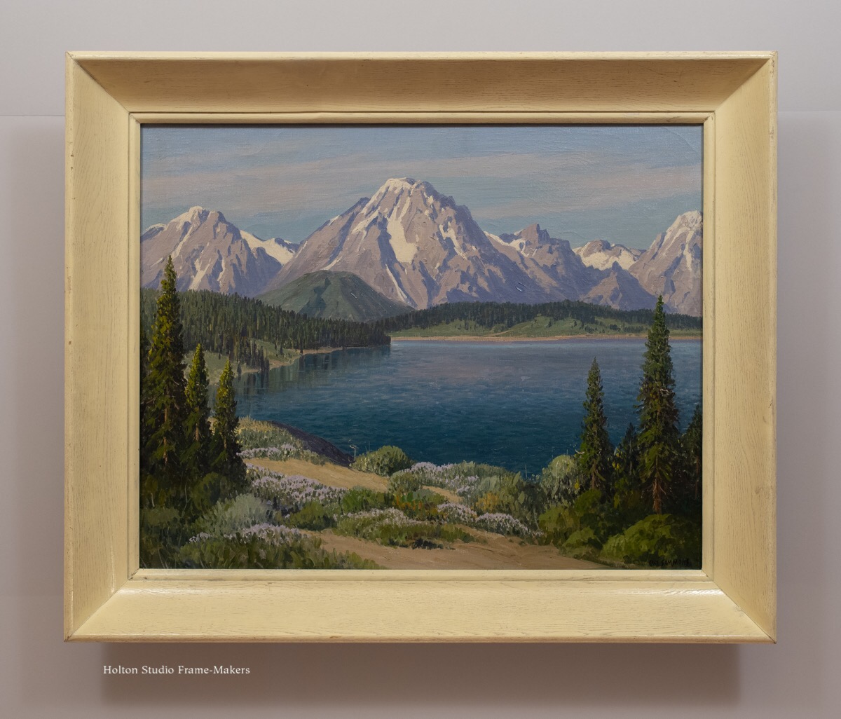 Carl Sammons painting in white frame