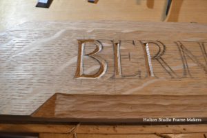 Lettering being carved—Bernard Maybeck