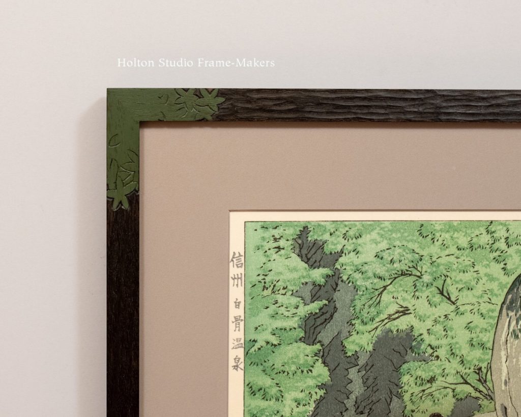 Framed Shiro Kasamatsu print, corner detail