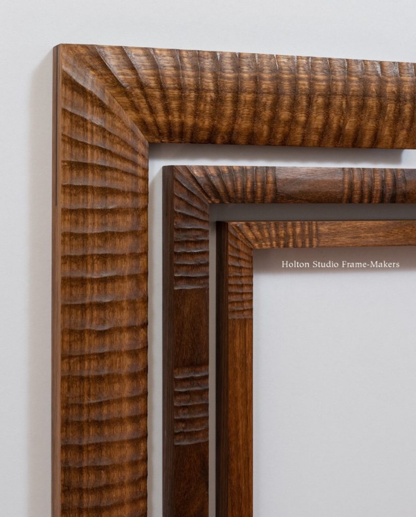 Carved walnut picture frame corner samples