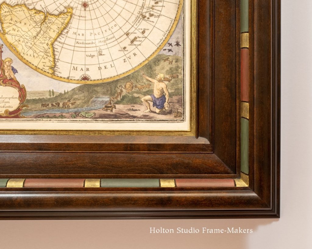 Framed Joan Blaeu map--detail