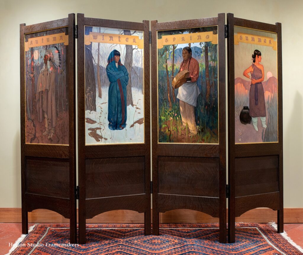 "Four Seasons," screen with four paintings by Eric Bowman