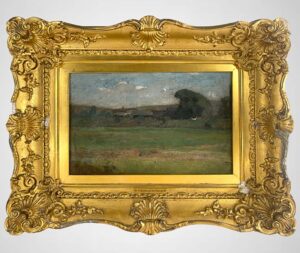 Inness painting in period gold frame