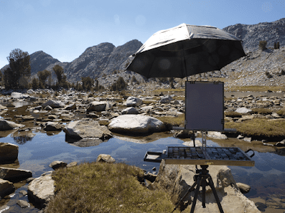 easel set up in the Sierras