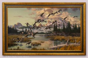 Harry Adamson painting before reframing